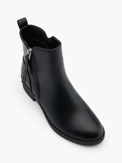 Black Double Zip Detail Ankle Boot