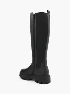 Black Elasticated Back Chunky Soled Boot