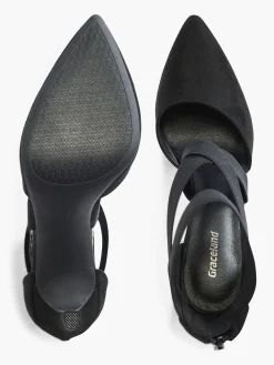 Black Elasticated Cross Over High Heel