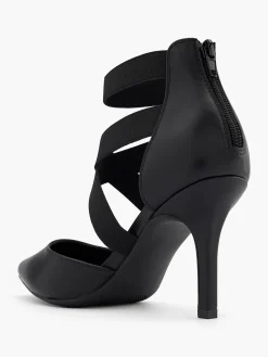 Black Elasticated Strapped Heel