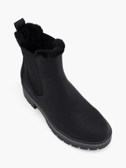 Black Faux Fur Lined Chelsea Boot