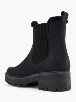 Black Faux Fur Lined Chelsea Boot