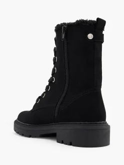 Black Faux Fur Lined Lace Up Boot