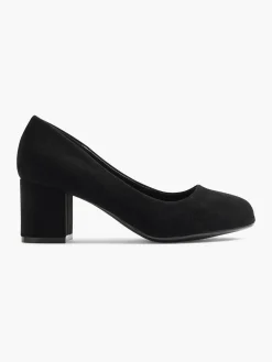 Black Faux Suede Block Heel Shoe