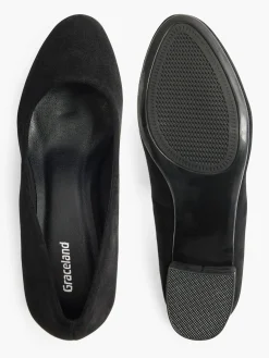 Black Faux Suede Block Heel Shoe