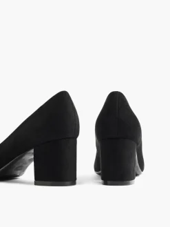 Black Faux Suede Block Heel Shoe