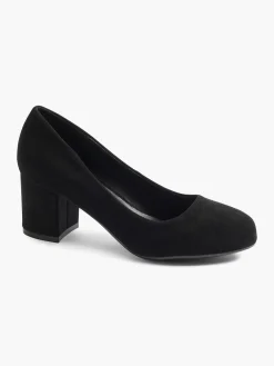 Black Faux Suede Block Heel Shoe