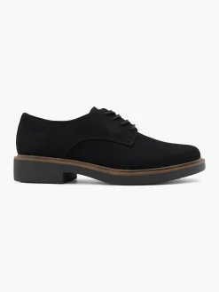 Black Faux Suede Lace Up Shoe
