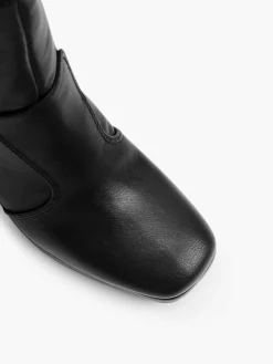 Black Fine Platform Heeled Ankle Boot