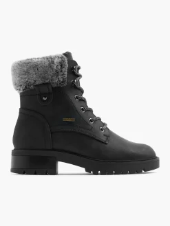 Black Fur Lined Lace Up Boot
