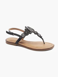 Black Gem Detail Sandals