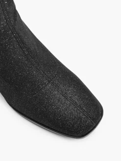 Black Glitter Block Heeled Boot