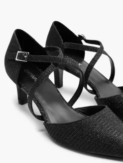 Black Glitter Cross Over Heel