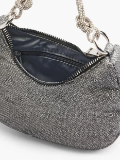 Black Glittery Handbag with Diamante Strap