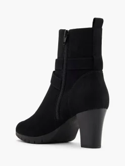 Black Heeled Ankle Boot with Silver Link Detail