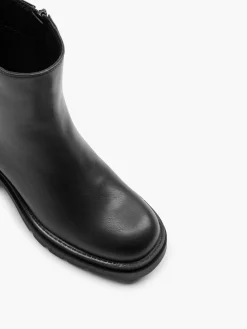 Black Heeled Ankle Boot with Zipper