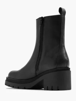 Black Heeled Ankle Boot with Zipper