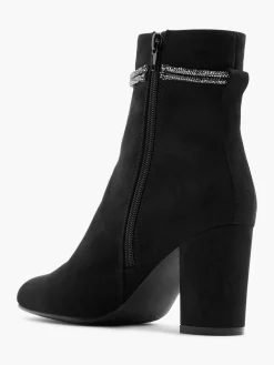 Black Heeled Boot with Glitter Knot Detail