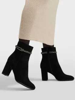 Black Heeled Boot with Glitter Knot Detail