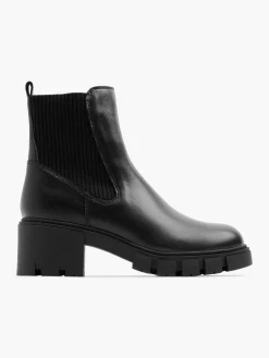 Black Heeled Chelsea Boot with Stretch Back