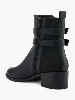 Black Heeled Double Buckled Ankle Boot