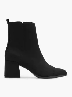 Black Imi Suede Heeled Boot with Zipper