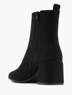 Black Imi Suede Heeled Boot with Zipper