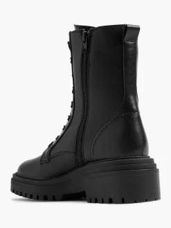 Black Lace Up Biker Boot