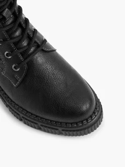 Black Lace Up Boot with Faux Fur Lining