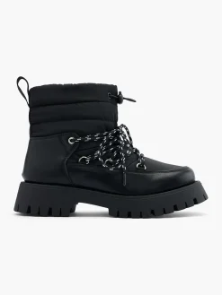 Black Lace Up Chunky Soled Hiker Boot