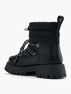 Black Lace Up Chunky Soled Hiker Boot
