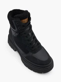 Black Lace Up Faux Fur Lined Ankle Boot