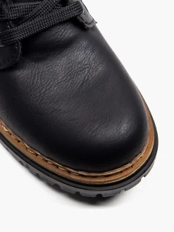 Black Lace Up Fur Lined Ankle Boot