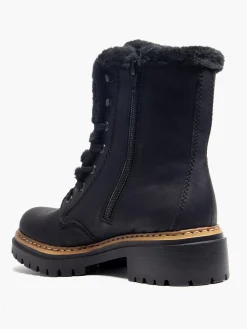 Black Lace Up Fur Lined Ankle Boot