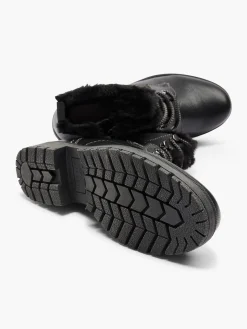 Black Lace Up Fur Lined Comfort Boot