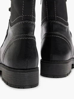 Black Lace Up Fur Lined Comfort Boot