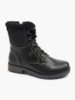Black Lace Up Fur Lined Comfort Boot