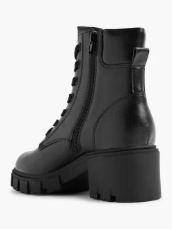 Black Lace Up Heeled Biker Boot