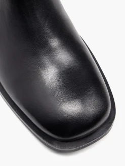 Black Leather Ankle Boot with Harness Detail