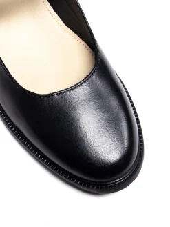 Black Leather Bar Shoe with Buckle Detail