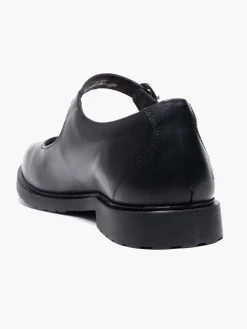 Black Leather Bar Shoe with Buckle Detail