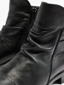 Black Leather Buckle Detailed Ankle Boot