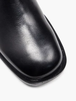 Black Leather Chunky Boot with Harness Detail