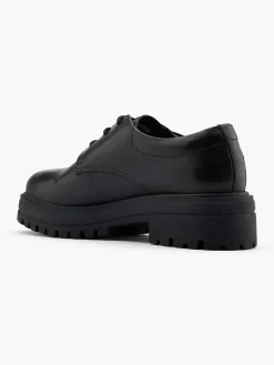 Black Leather Chunky Sole Lace Up Shoe