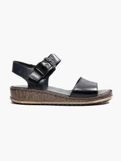 Black Leather Comfort Sandals
