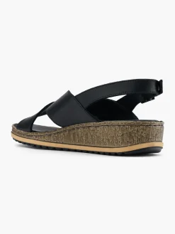 Black Leather Cross Strap Sandals