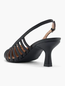 Black Leather Cut Out Slingback Heel