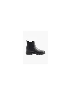 Black Leather Faux Fur Lined Chelsea Boot