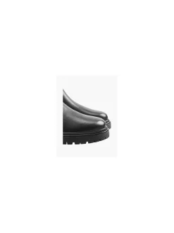 Black Leather Faux Fur Lined Chelsea Boot