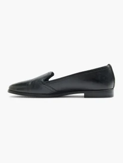 Black Leather Flat Loafer